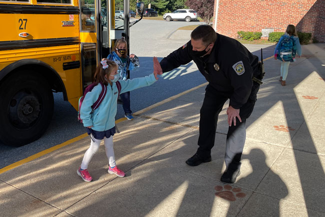 South Row Elementary School Officer High Five Day