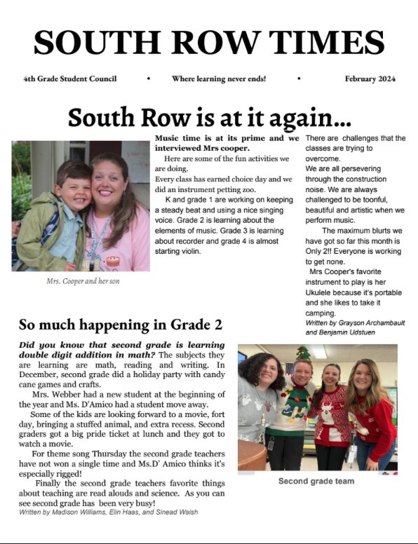 South Row fourth graders launch student newspaper - South Row Elementary School