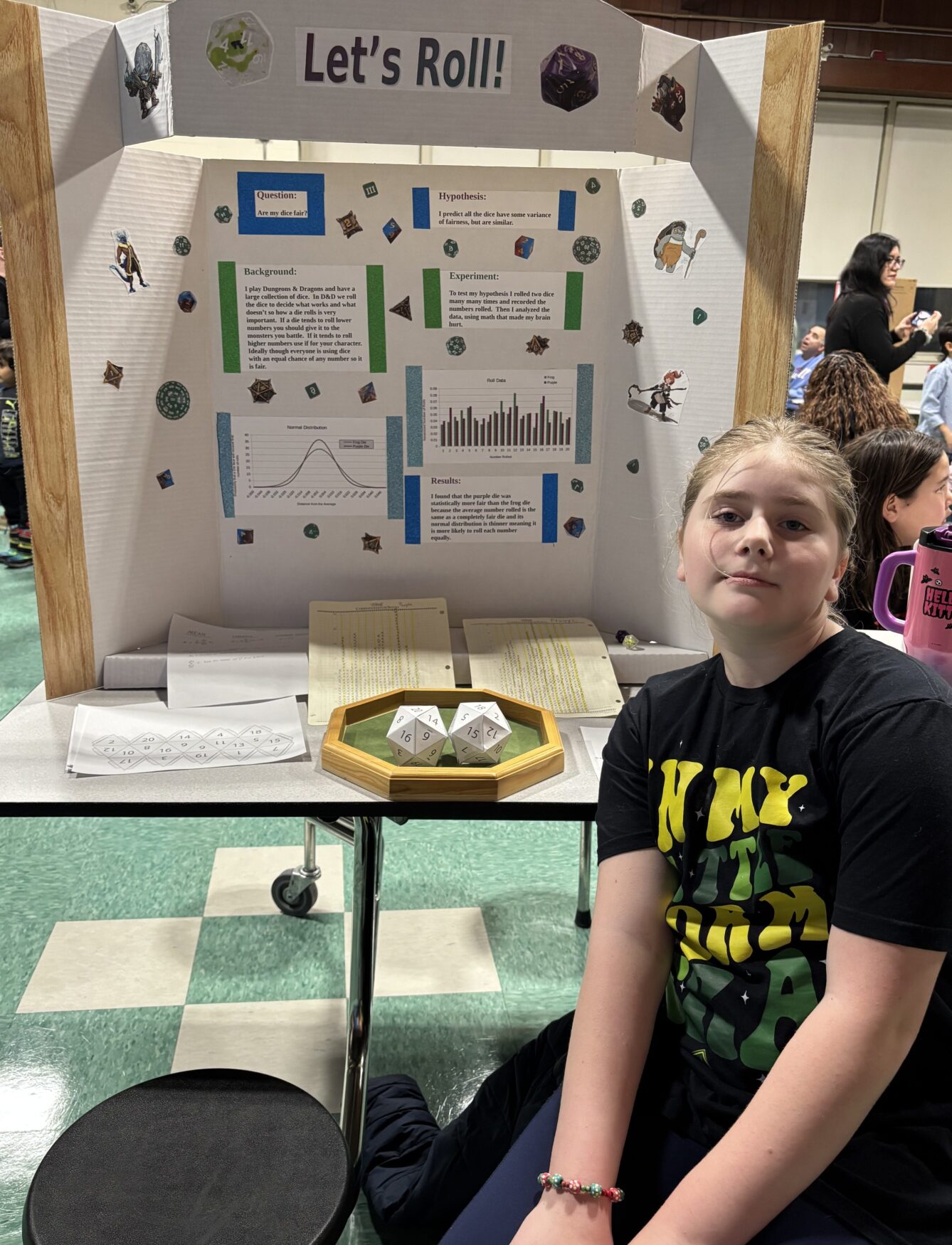 IMG_3162 South Row Elementary School fourth grader Liljana Kristoff explored the fairness of dice for her science fair project.